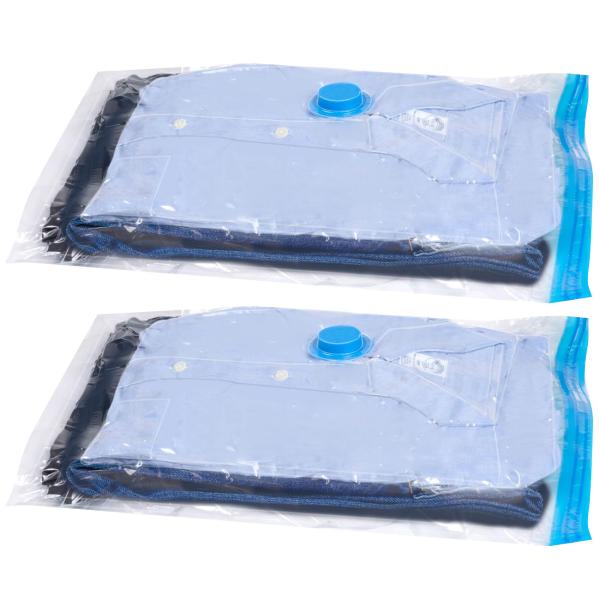 2er Set XL Vakuumbeutel mit Clip-Verschluss - Kunststoffbeutel für Staubsauger-Kompression (45x60cm) – bis 75% mehr Platz in Schrank & Koffer