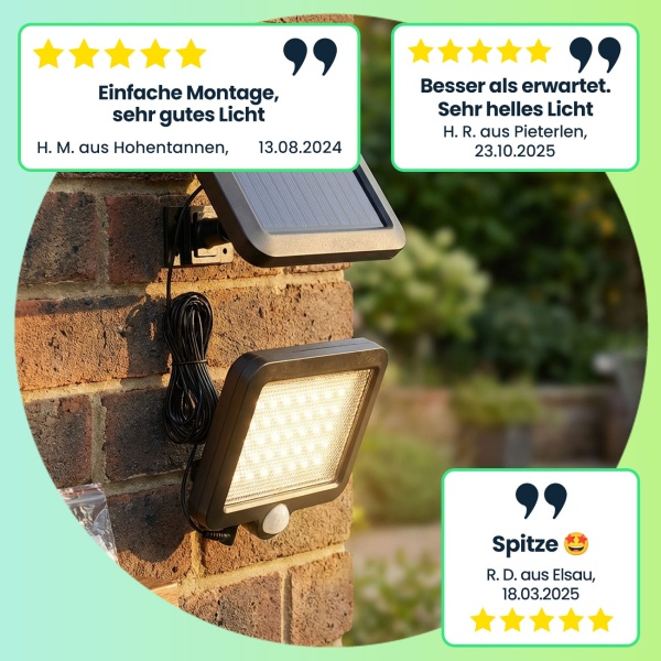 Leistungsstarkes LED-Flutlicht mit Solarbetrieb & Bewegungssensor, wetterfest (IP44), ideal für Garten, Einfahrt & Terrasse, energieeffizient & hell