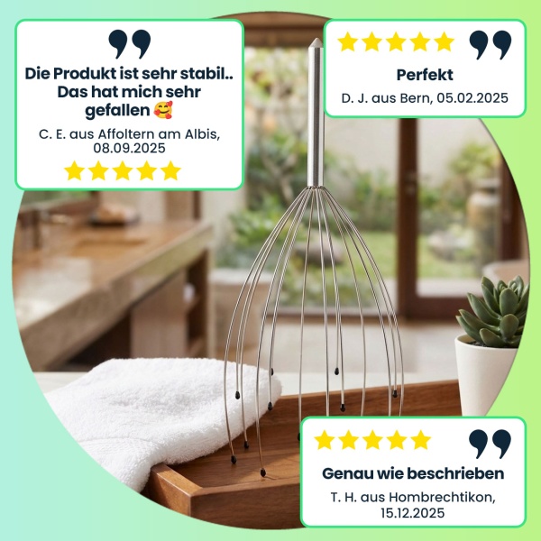 2er-Set Kopfmassagegerät mit Wohlfühl-Noppen, Kopfmassage-Spinne für tiefe Entspannung, Wellness und Stressabbau, sofortige Wirkung