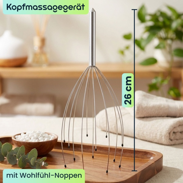 4er-Set Kopfmassagegerät mit Wohlfühl-Noppen, Kopfmassage-Spinne für tiefe Entspannung, Wellness und Stressabbau, sofortige Wirkung