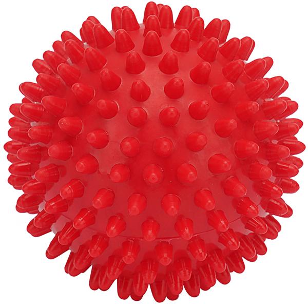 Massagebälle Set mit Noppen - 4 Igelbälle für Reflexzonenmassage, Fussreflexzonenmassage & Faszientraining - Ø 9 & 7,5 cm, rot/blau, PVC-Kunststoff