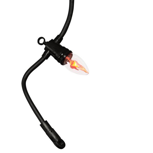 Stimmungsvolle Lichterkette mit 10 Flammen-Glühbirnen, 5,1m – IP44, täuschend echter Flammeneffekt für Outdoor & Indoor 