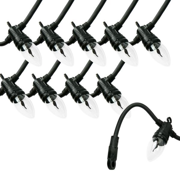 Stimmungsvolle Lichterkette mit 10 Flammen-Glühbirnen, 5,1m – IP44, täuschend echter Flammeneffekt für Outdoor & Indoor 