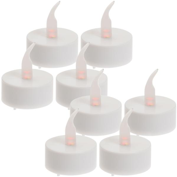 LED-Teelichter 8er-Set - Flackernde orange Flamme & 6h-Timer - Romantisches Ambiente, sicher, umweltfreundlich, batteriebetrieben Ø 38mm