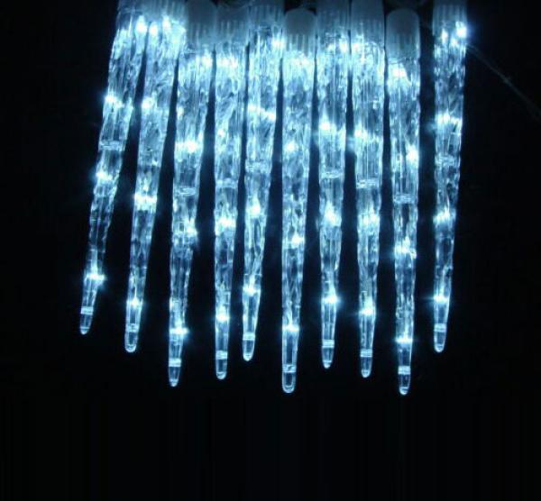Eiszapfen-LED-Lichterkette - 8 Leuchtmodi & Timer - Kaltweisses Licht - IP44 Schutzart - 72 LEDs - 6.90m Länge - Für Aussenbereich - Weihnachtsdeko