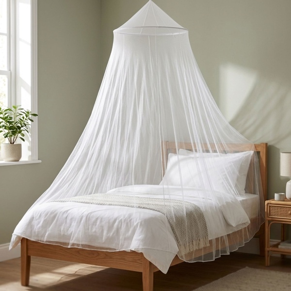 Moskitonetz für Einzelbetten, 144 Mesh, 325cm, weiss – Feinmaschiger Mückenschutz, sicherer & ruhiger Schlaf