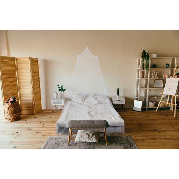 Moskitonetz für Doppelbetten - 2er-Set Mückenschutz mit 144 Mesh - 10x2,5m Polyestergewebe, Metallstange - optimaler Schlafschutz