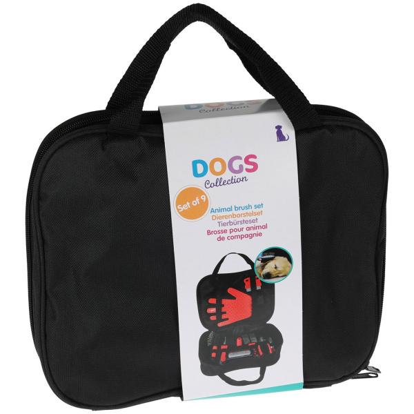 Hundepflege-Set 9-teilig in Tasche - Tägliche Fellpflege für gesundes, glänzendes Fell - Inkl. Bürsten, Schere, Nagelschere, Entfilzer - Für Hunde & Katzen