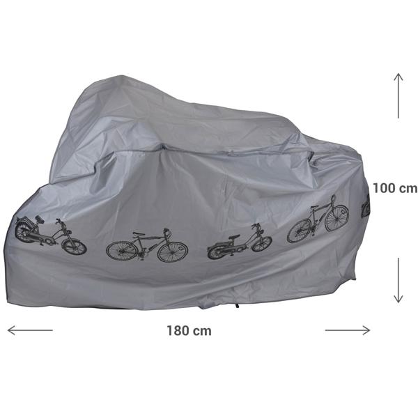 Wasserdichte Schutzhülle (180x100cm) für Velo & Motorrad – Robuste PVC Abdeckhaube, grau mit Aufdruck – Optimaler Schutz bei jedem Wetter