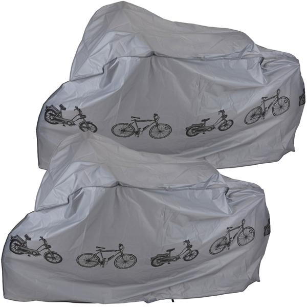 2er-Set Wasserdichte Schutzhülle (180x100cm) für Velo & Motorrad – Robuste PVC Abdeckhaube, grau mit Aufdruck – Optimaler Schutz bei jedem Wetter