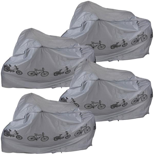 4er-Set Wasserdichte Schutzhülle (180x100cm) für Velo & Motorrad – Robuste PVC Abdeckhaube, grau mit Aufdruck – Optimaler Schutz bei jedem Wetter