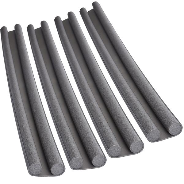 4er-Set Türbodendichtung grau - Zugluft-Stopper für Türstärken bis 3,5 cm und 98 cm Breite - Kürzbar, selbstklebend, senkt Heizkosten