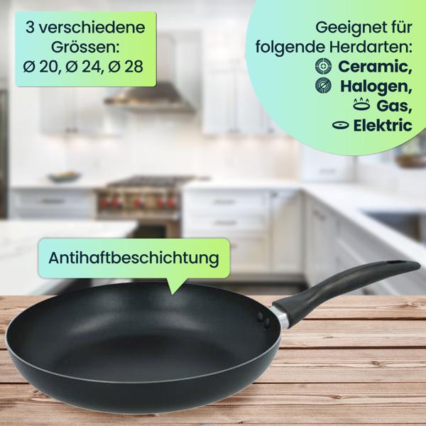 Bratpfannen 3er-Set – Antihaftbeschichtet & PFOA-frei – Aluminium, Ø 20/24/28 cm – für Ceran, Halogen, Gas & Elektro – Modernes Design