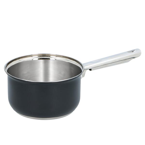 Elegantes 7-teiliges Koch-Topfset, induktionsfähig – Rostfreies Material, schwarz-silber, abgerundete Griffe – Premium Kochgeschirr für beste Ergebnisse