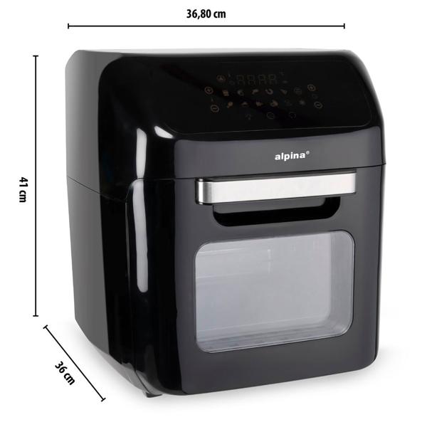 3 in 1 Air Fryer XXL, Ofen, Grill, Fritteuse, 12 Liter, 1800 Watt, mit Drehspiessen, 2 Backroste, Touch Display