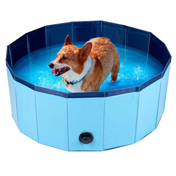 Hundepool Grösse S - Faltbares Hundeschwimmbecken - Ø 80x30 cm - Anti-Rutsch-Boden - Kratzfest - Ohne Aufpumpen - Schnelles Ablassen - Blau