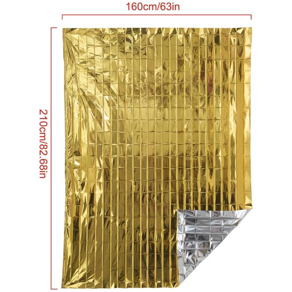 Zuverlässige Rettungsdecke, 210 x 160 cm, gold - silber, Notfalldecke - Erste Hilfe Wärmefolie, ein Produkt der NASA
