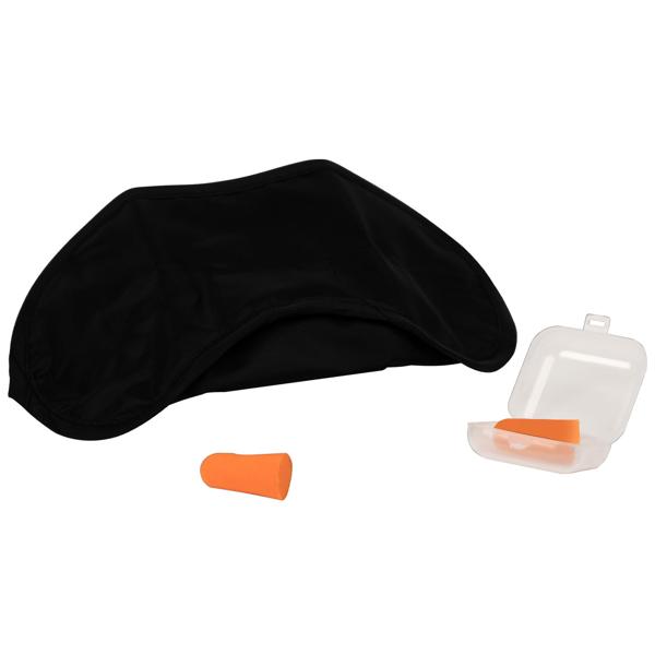 2er-Set Reise Schlafset - Schlafmaske mit Ohrstöpseln - Schutz vor Licht & Lärm - Anpassbar, wiederverwendbar, waschbar - Schwarz/Orange