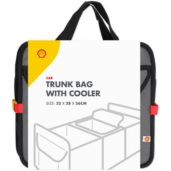 Faltbare Kofferraum Organizer-Tasche: 3 Fächer + isoliertes Kühlfach - grau/schwarz - für Einkauf, Werkzeug, Reise -  Ordnung & Frische