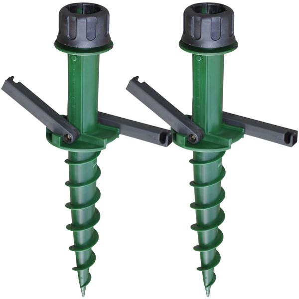 2er-Set Schirmständer mit Erdschraube - sicherer Halt für Sonnenschirme (22-33mm) - 44cm lang - grün/schwarz Polypropylen - kipp- & windfest