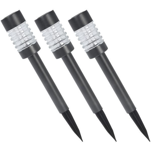 6er-Set LED-Solarleuchten aus Edelstahl - Wegeleuchten für Garten & Camping - warmweisses Licht 5 Lumen - integriertes Solarpanel - AA NIMH Akku