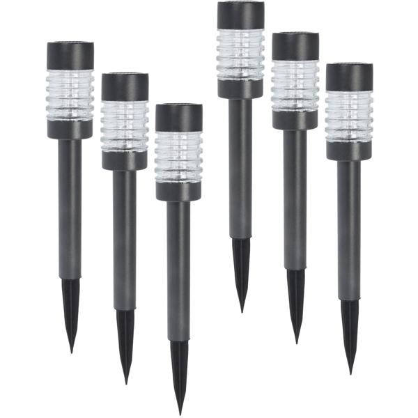 6er-Set LED-Solarleuchten aus Edelstahl - Wegeleuchten für Garten & Camping - warmweisses Licht 5 Lumen - integriertes Solarpanel - AA NIMH Akku