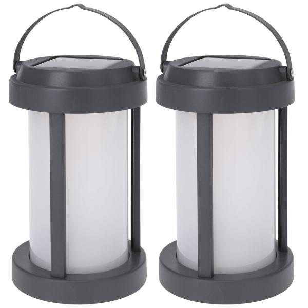 Solar LED-Laterne 2er Set - Campinglampe & Notbeleuchtung mit 3-Stufen Helligkeit - 100 Lumen - Solar- & USB-aufladbar - 8h Leuchtdauer - Outdoor & Garten