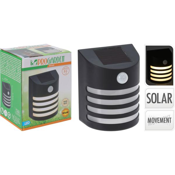 2er-Set Moderne Solar-Aussenlampe (schwarz) mit PIR-Sensor - warmweisses LED-Licht, IP44, helle Wandleuchte für effiziente Beleuchtung
