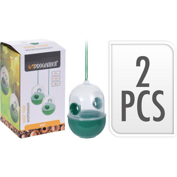 2er-Set Giftfreie Insektenfalle zum Aufhängen - Witterungsbeständiger Kunststoff, 80x80x125 mm, 18 cm Seil - Wespen & Fliegenfänger ohne Chemie