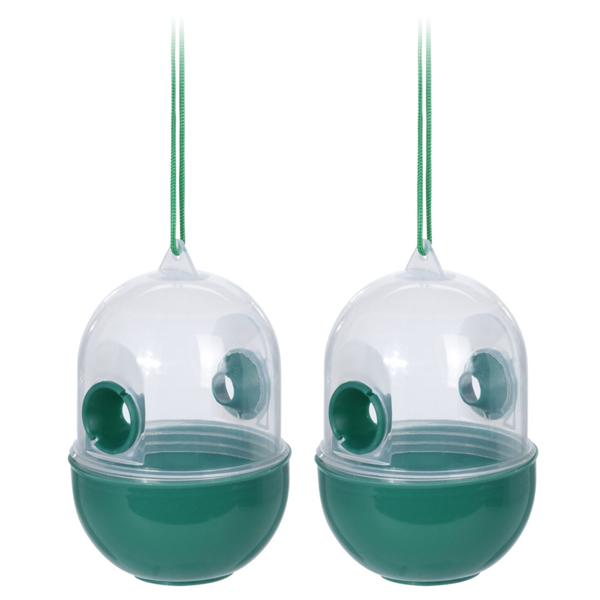 2er-Set Giftfreie Insektenfalle zum Aufhängen - Witterungsbeständiger Kunststoff, 80x80x125 mm, 18 cm Seil - Wespen & Fliegenfänger ohne Chemie