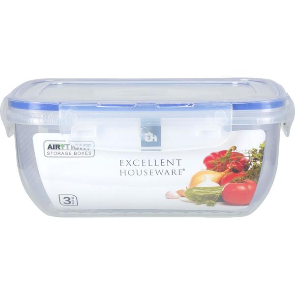 3er Set Frischhaltedosen mit Clip-Deckel Rechteckig - Luftdichte Vorratsdosen für Haushalt & Camping - Polypropylen - 400, 800, 1400 ml