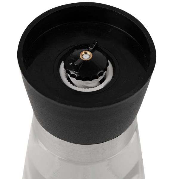 Gewürzmühle mit Keramik-Mahlwerk - Stufenlos einstellbar für Salz & Pfeffer - 13 cm - Kein Verschütten - Aroma-Optimierung - Glas-Edelstahl-Design