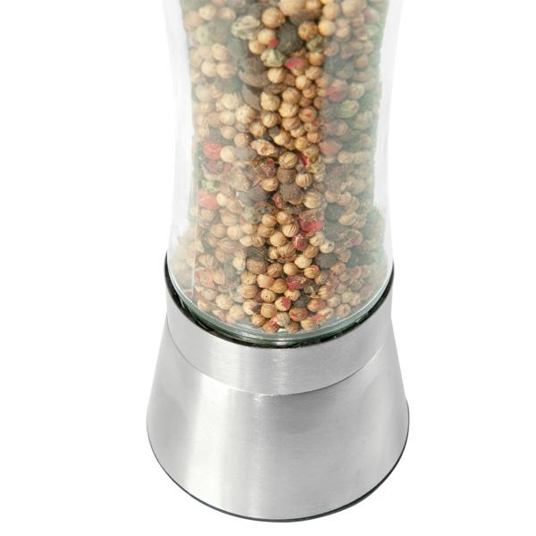 2er-Set Manuelle Pfeffermühle - Keramik-Mahlwerk für punktgenaue Aroma-Freisetzung - Glas, Edelstahldeckel, 19 cm, verschleissfrei - Ideal für Hobbyköche