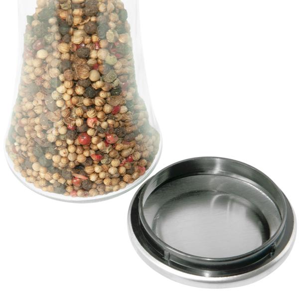 2er-Set Manuelle Pfeffermühle - Keramik-Mahlwerk für punktgenaue Aroma-Freisetzung - Glas, Edelstahldeckel, 19 cm, verschleissfrei - Ideal für Hobbyköche