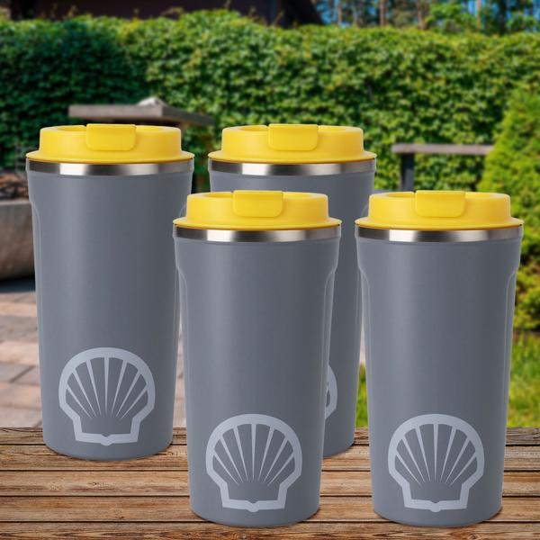 4er-Set Edelstahl-Trinkbecher - doppelwandige Vakuumisolierung für heisse & kalte Getränke - 500ml Fassungsvermögen - ideal für Outdoor & Arbeit