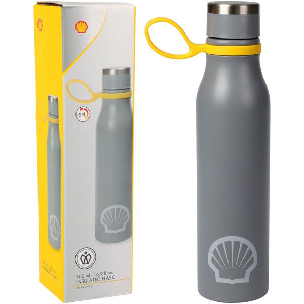 2er-Set Isolierflasche aus lebensmittelechten Edelstahl, 500ml, Für Arbeit und Freizeit, hält 6 Stunden warm oder kalt, Tragering