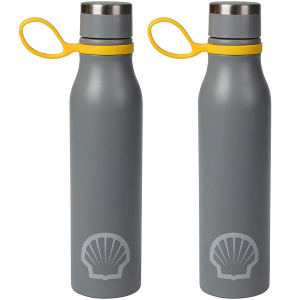 2er-Set Isolierflasche aus lebensmittelechten Edelstahl, 500ml, Für Arbeit und Freizeit, hält 6 Stunden warm oder kalt, Tragering