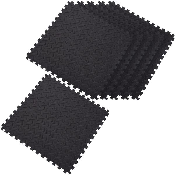 6er-Set Fitnessmatten Schwarz - Rutschfeste EVA-Schaumstoffmatten für Bäder, Yoga & Gymnastik - 40x40 cm, 1 cm stark - Hygienisch, erweiterbar