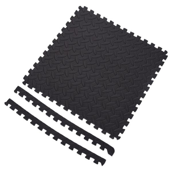 24er-Set Fitnessmatten aus EVA Schaumstoff - Bodenschutzmatten rutschfest 40x40cm-1cm stark für Bad, Yoga, Kampfsport - Schwarz - Hygienisch