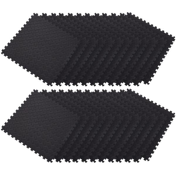 24er-Set Fitnessmatten aus EVA Schaumstoff - Bodenschutzmatten rutschfest 40x40cm-1cm stark für Bad, Yoga, Kampfsport - Schwarz - Hygienisch