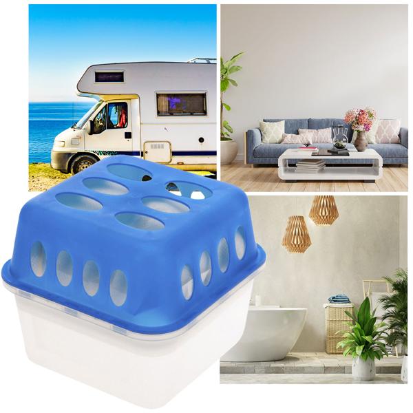2er-Set Luftentfeuchter-Box mit 3er-Nachfüllpack Granulat - Gegen Kondensation & Schimmel - Ideal für Garagen Keller Wohnmobile - 400g/Beutel