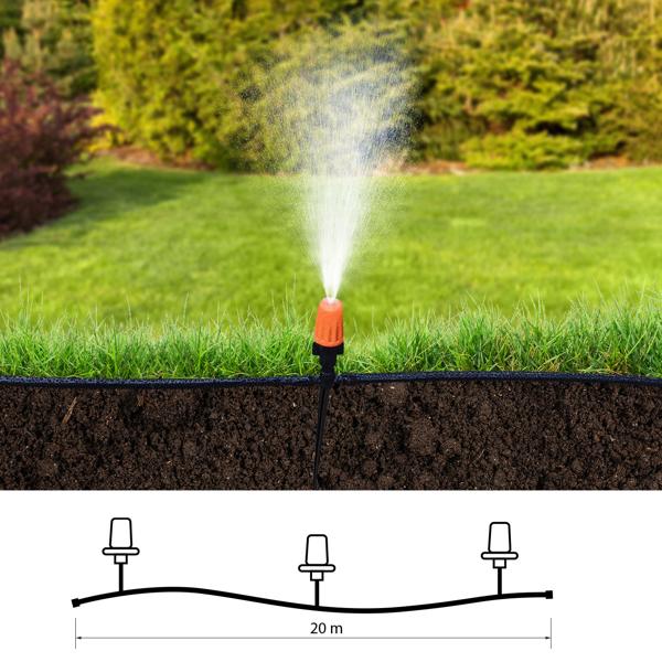23-tlg. Pflanzen-Bewässerungssystem: 20m anpassbarer Schlauch + 10 Düsen für zeitsparende, effiziente Bewässerung. Maximale Leistung für Ihren Garten