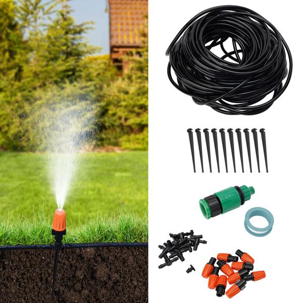 23-tlg. Pflanzen-Bewässerungssystem: 20m anpassbarer Schlauch + 10 Düsen für zeitsparende, effiziente Bewässerung. Maximale Leistung für Ihren Garten