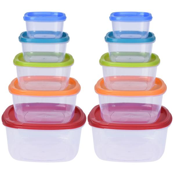 10er-Set Vorratsdosen - mehrfarbig, mit Deckel, Polypropylen - luftdicht, bruchsicher, für Küche, Kühlschrank & Vorratsschrank