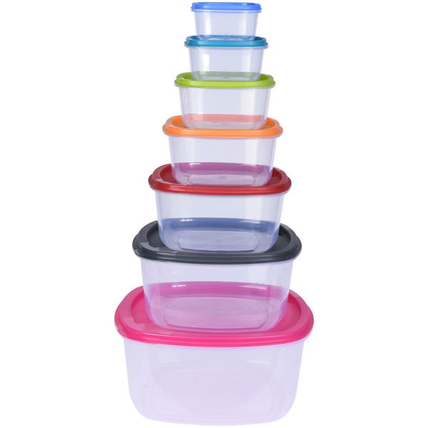 14er-Set Vorratsdosen - verschiedene Grössen & Farben - Lebensmittelecht, stapelbar & geruchsneutral - für Küche, Camping & Picknick