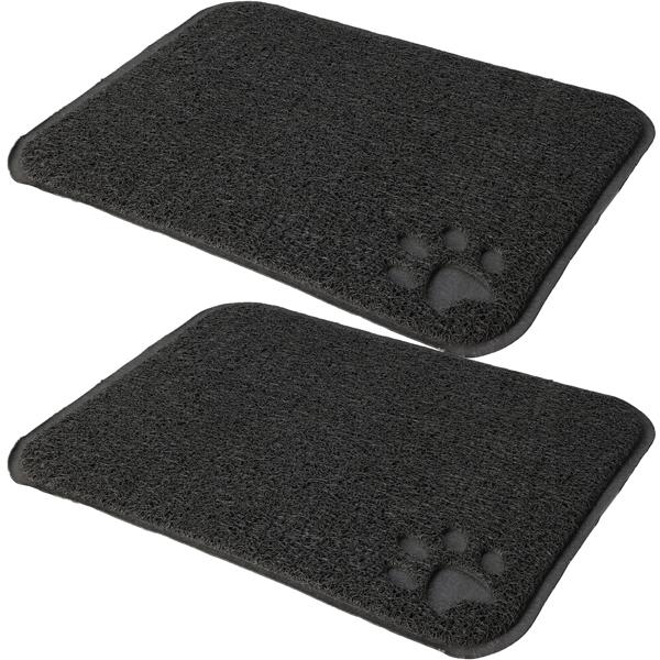 2er-Set Haustier-Katzenstreu-Matte - 45x37 cm rutschfest für Katzentoilette & Fressnapf - Befreit Pfoten von Streu - Hygienisch & leicht zu reinigen