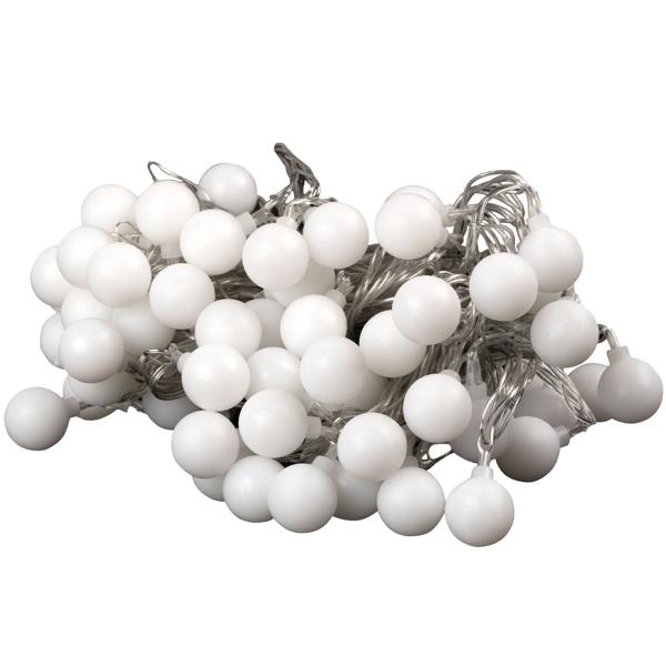 Stromsparende LED-Lichterkette: 80 warmweisse Kugeln, 16m Länge, IP44-wetterfest - gemütliche Aussenbeleuchtung für stimmungsvolle Momente