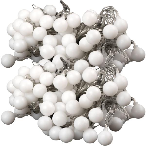 2er-Set Stromsparende LED-Lichterkette: 80 warmweisse Kugeln, 16m Länge, IP44-wetterfest - gemütliche Aussenbeleuchtung für stimmungsvolle Momente