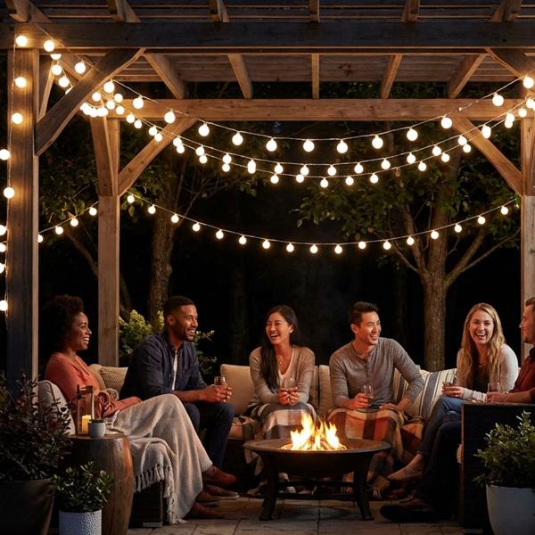 2er-Set Stromsparende LED-Lichterkette: 80 warmweisse Kugeln, 16m Länge, IP44-wetterfest - gemütliche Aussenbeleuchtung für stimmungsvolle Momente