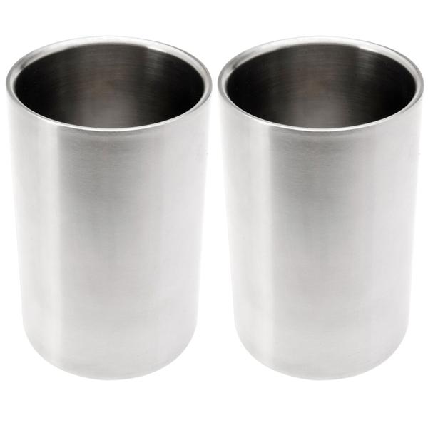 2er-Set Edelstahl Weinkühler Ø 12cm – Elegantes & zeitloses Design, doppelwandig für kühlen Wein, stilvoller Flaschenkühler